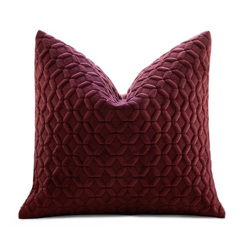 HINYEATEX moda di lusso bordeaux vino designer velluto floccato federa 45x45 cm arredamento hotel fodera per cuscino confezione da 1 pz