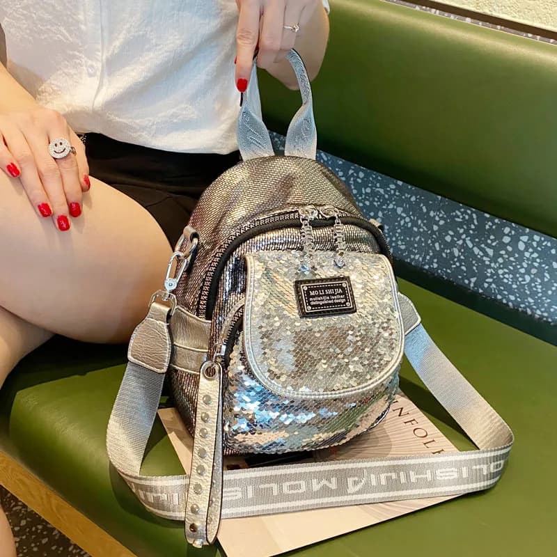 Ita Bag Pack Paillettes Women's Backpack Rivetto Designer Luxury Mini Women's Backpack Travel Shoulder Bag Mochila School Bag