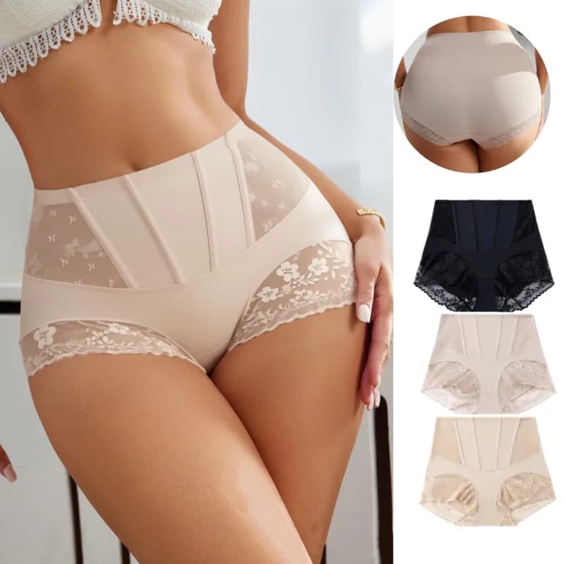 BZEL Women's High Waist Modeling Mutches Lace Sexy Lingerie Abdominal Tensioner Convenient Women's Slip Waist Slimming Fish Waist