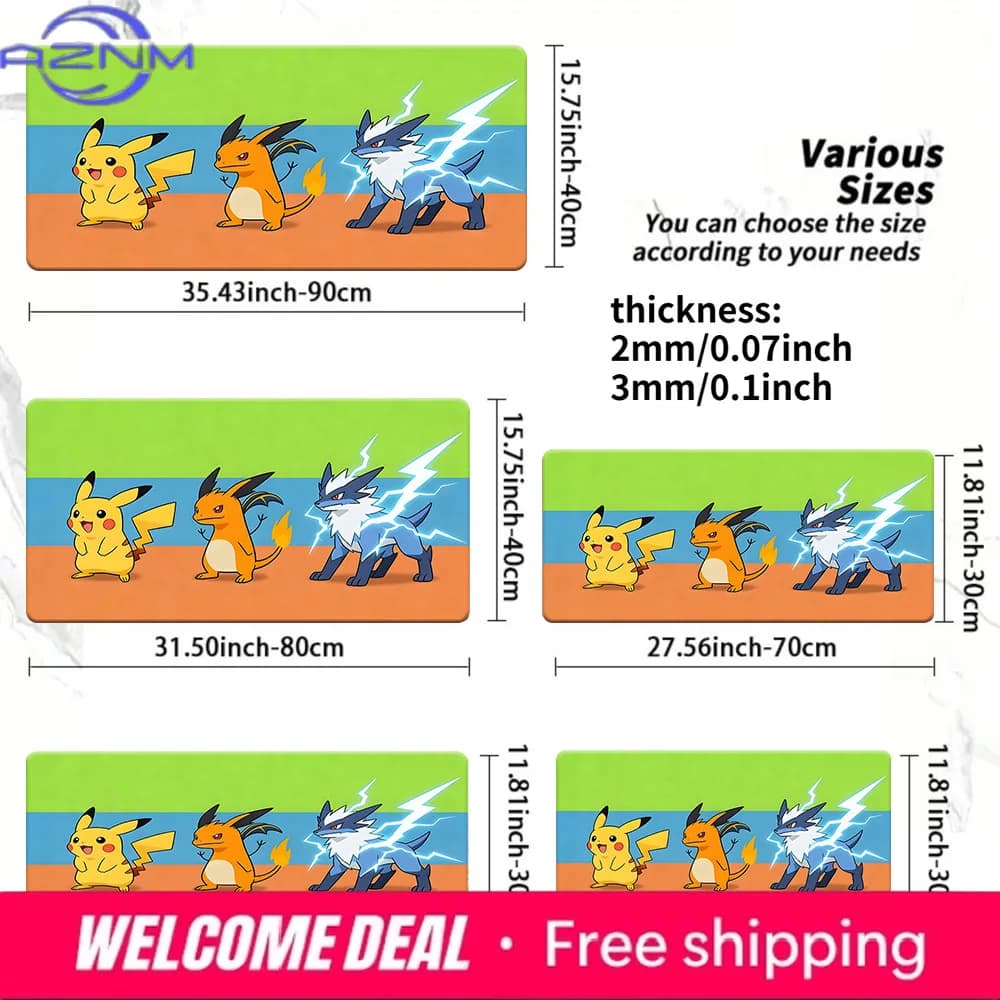 Tappetino da gioco Pikachu Evolution TCG, tappetino per mouse da gioco lavabile e antiscivolo