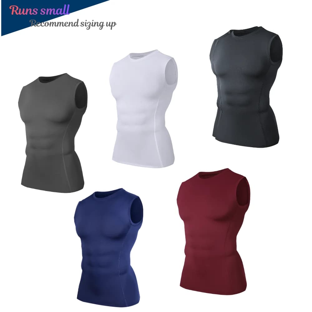 Men's Sleeveless Compression Vest Tight Fit Quick Dry Breathable Moisture Wicking Summer Gym Fitness Sports Tank Top