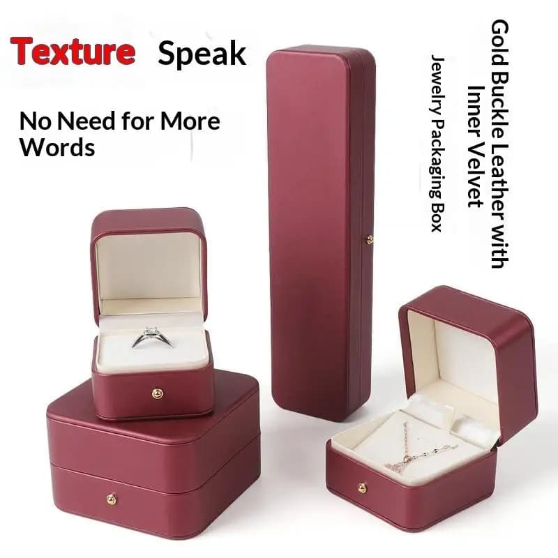 PU Leather Jewelry Box Soft Velvet Lining Golden Closure Portable Pocket Organizer for Rings Earrings Storage Proposal Gift