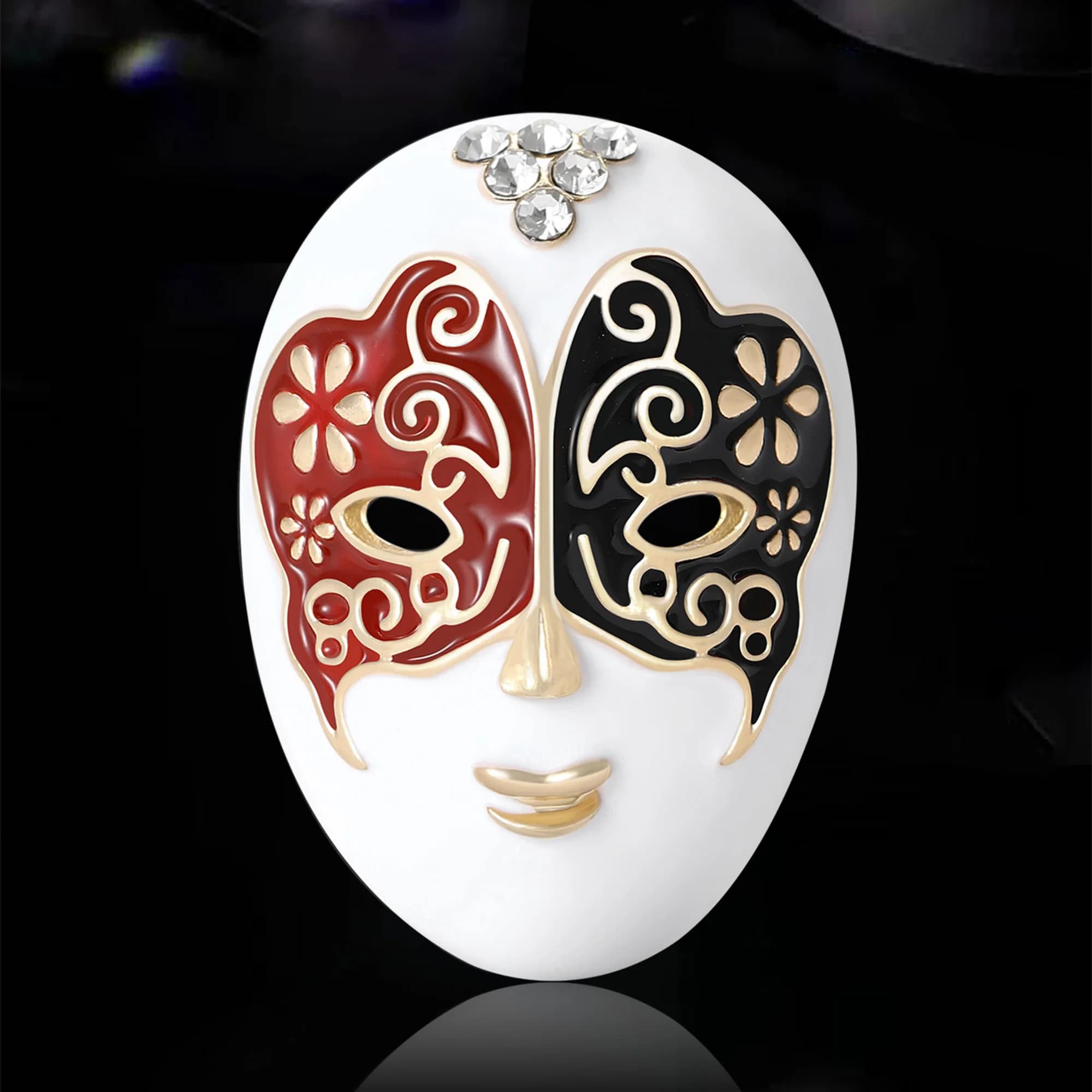 Spille per maschera smaltata alla moda per donna Spille per il viso con strass unisex Portachiavi Evento Festa Nuovi regali Accessori per la decorazione di gioielli