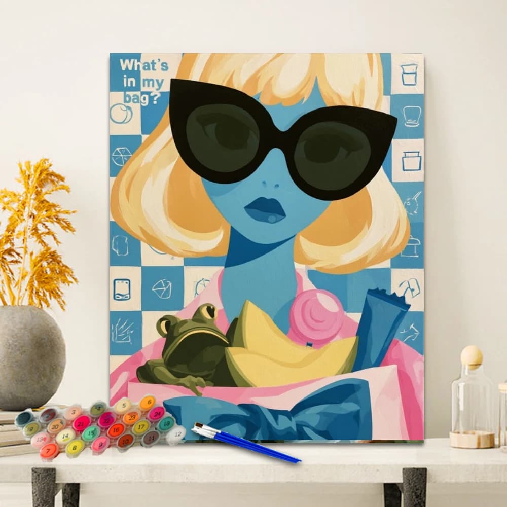 DIY Paint By Numbers Kit Pop Art Girl With Sunglasses Acrylic Canvas Digital Painting Wall Art Home Decor Anniversary Gift
