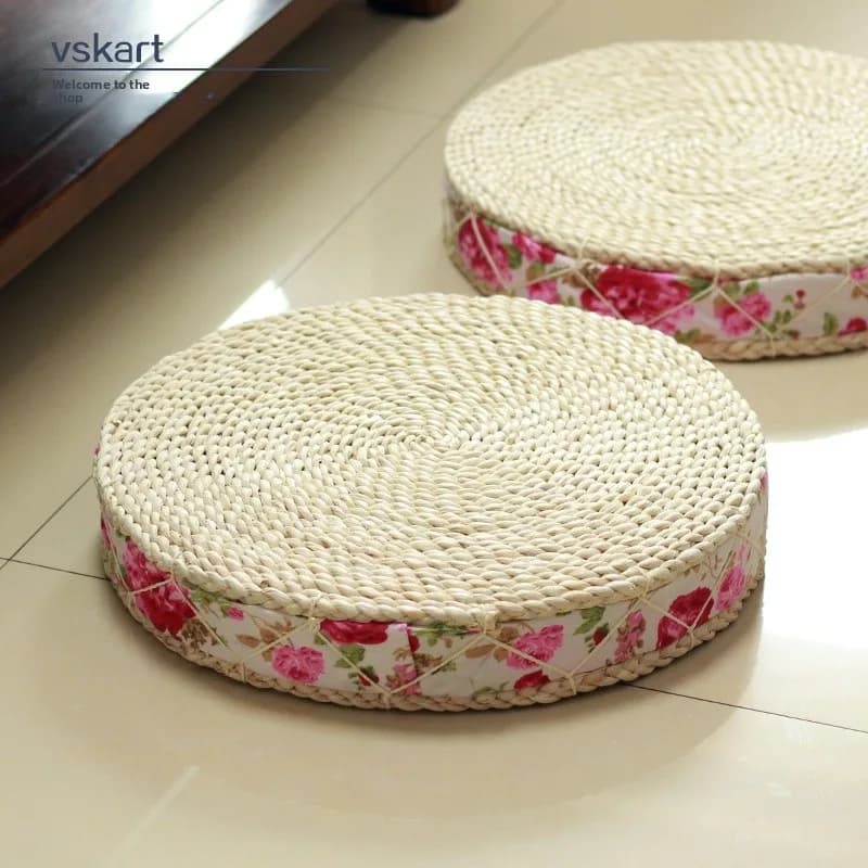 Thickened round Zen Meditation Grass Woven Zafu Cushion Japanese Style Tatami Home Use Buddhist Prayer Mat Kneeling Pad