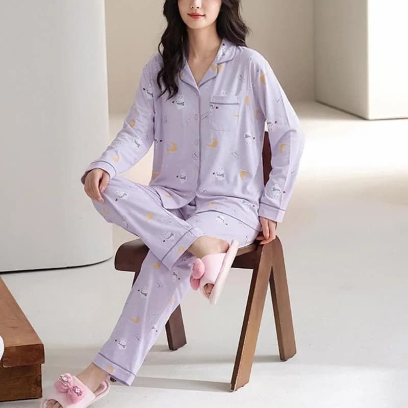 Maternity Cotton Pajamas Homewear Suit Nursing Pajamas Moon Clothes Spring and Summer Monthly Clothing Summer Nursing Clothes
