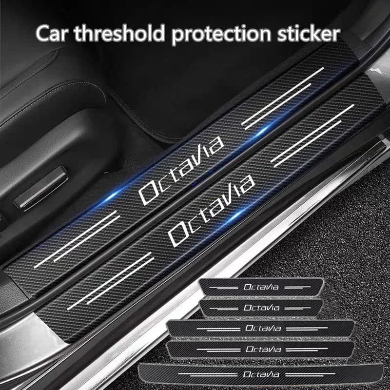 60X7 CM Davanzale Della Porta Auto Lato Anti Scratch Striscia di Protezione In Fibra di Carbonio Adesivo Per auto Per skoda octavia 3 a7 vrs 2 mk3 a5