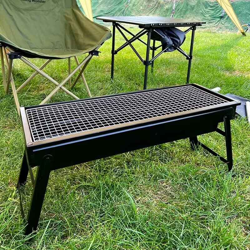 BBQ portatile pieghevole in carbonio da 28-42 cm, pieghevole e leggero, mini barbecue da tavolo per giardino, campeggio, picnic o spiaggia. Buon regalo