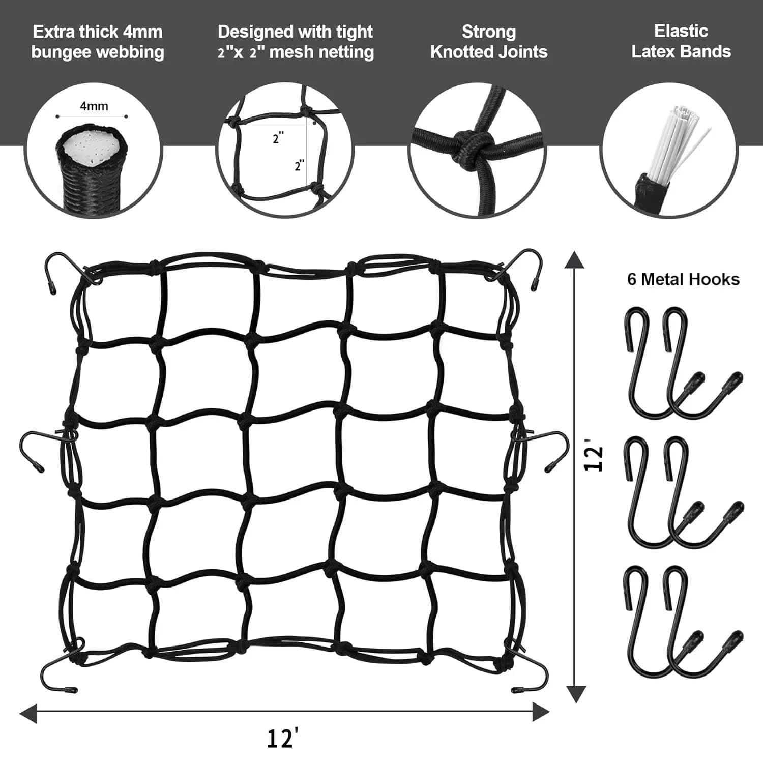1x Universale 40x40cm 30x30cm Moto Elastico Bungee Net Holder Moto Casco di Stoccaggio Serbatoio Bici Bagagli Gancio Maglia per Helme