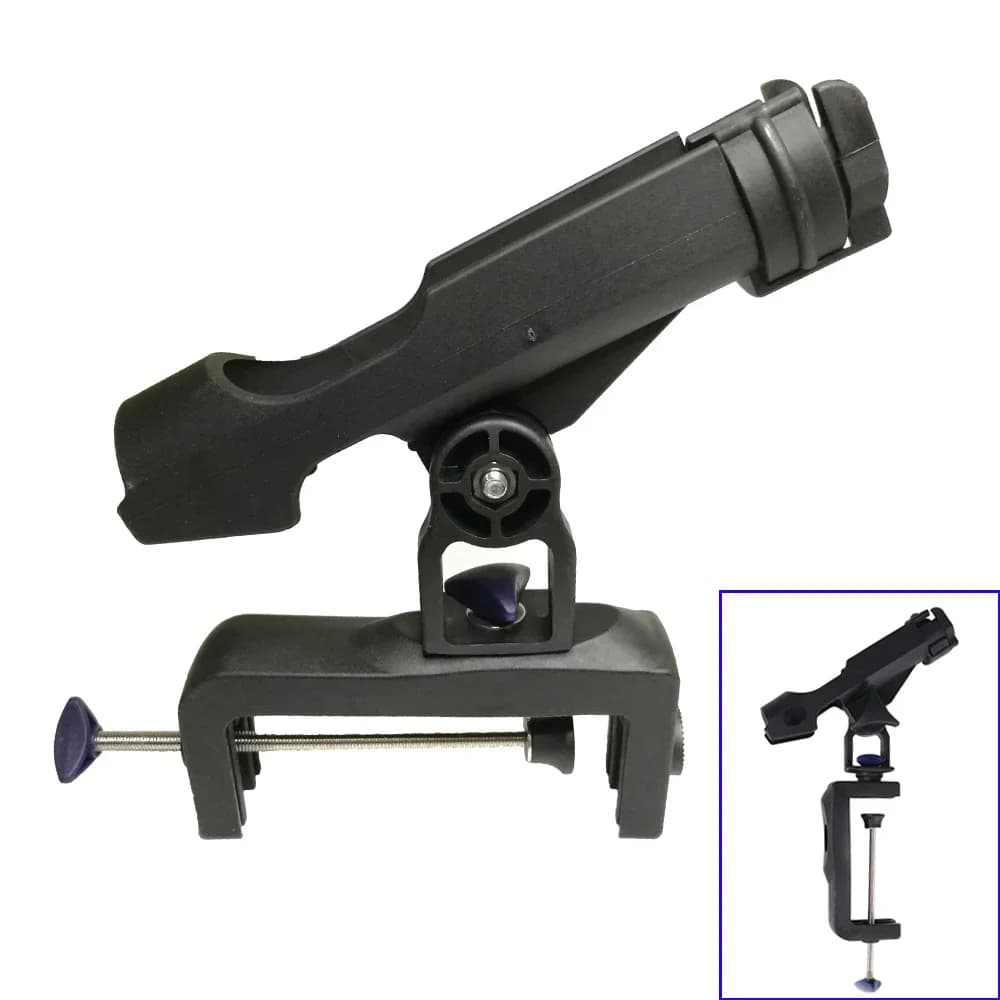 Clamp on removable carriers for fishing rod holders for yachts, kayaks, canoeing, rod support, 360 degree swivel