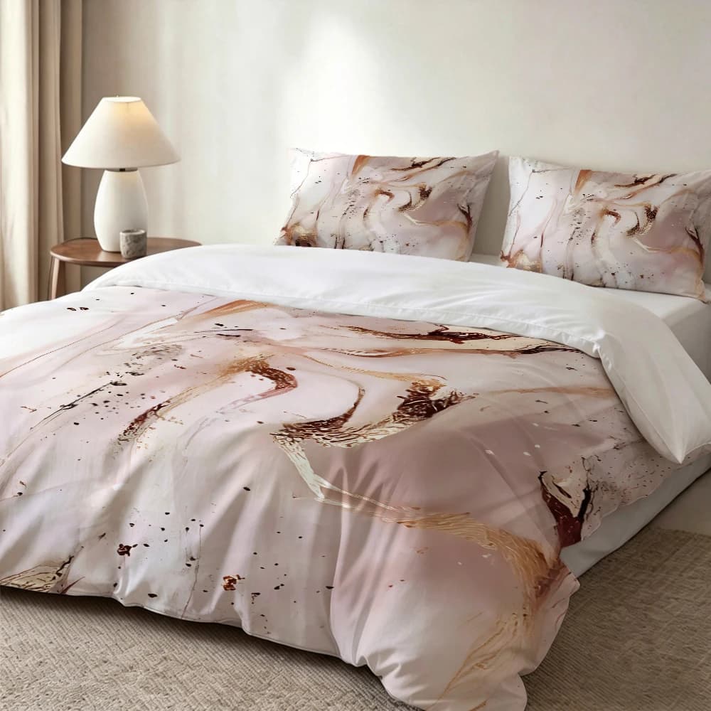 Set di biancheria da letto con stampa digitale ad alta definizione, set copripiumino con stampa artistica fluida a motivo marmo di lusso leggero, set copripiumino con stampa floreale grande, include 1 copripiumino + 2 federe, adatto per camera da letto, stanza degli ospiti, decorazione domestica, set copripiumino + federa in fibra di poliestere, set tre pezzi, biancheria da letto ultra morbida, tessuto spesso, adatto a tutte le stagioni, lavabile in lavatrice, 3 pezzi