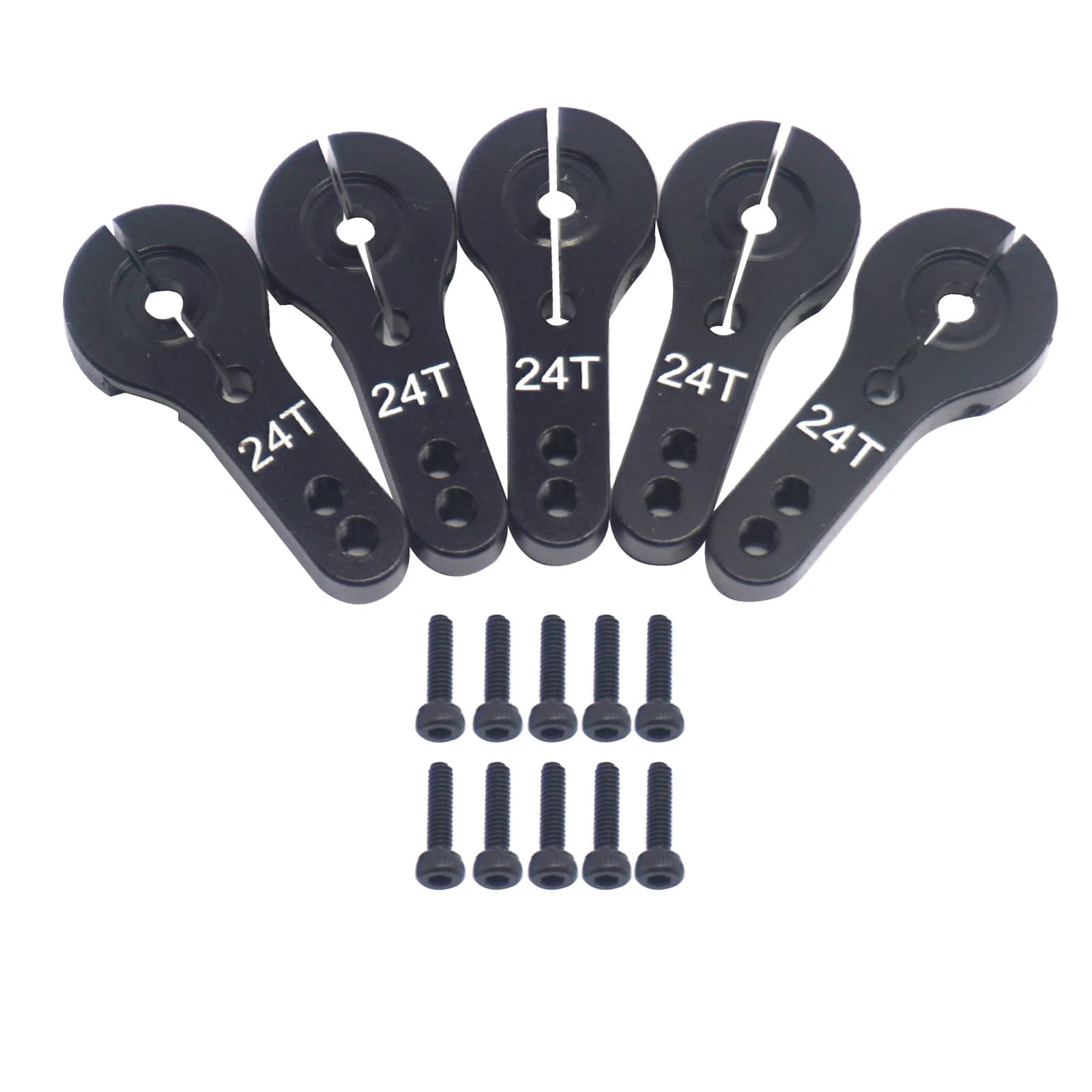 5Pack Aluminum 24T Servo Horn M3 Threads Motors Steering Arm for Hitec Servo Motor RC Car Truck Buggy Airplane (Black)
