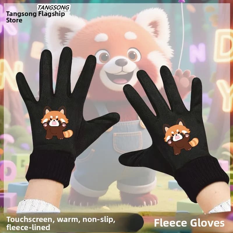 Winter cycling gloves with touchscreen, unisex, fleece lined, casual, with panda shape design, cycling gloves for men and women