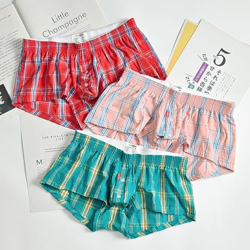 Men's pyjamas pants Nightwear Plaid Loungewear Short casual bath skirts Men's nightwear Breathable nightwear Bathrobe Nightgown