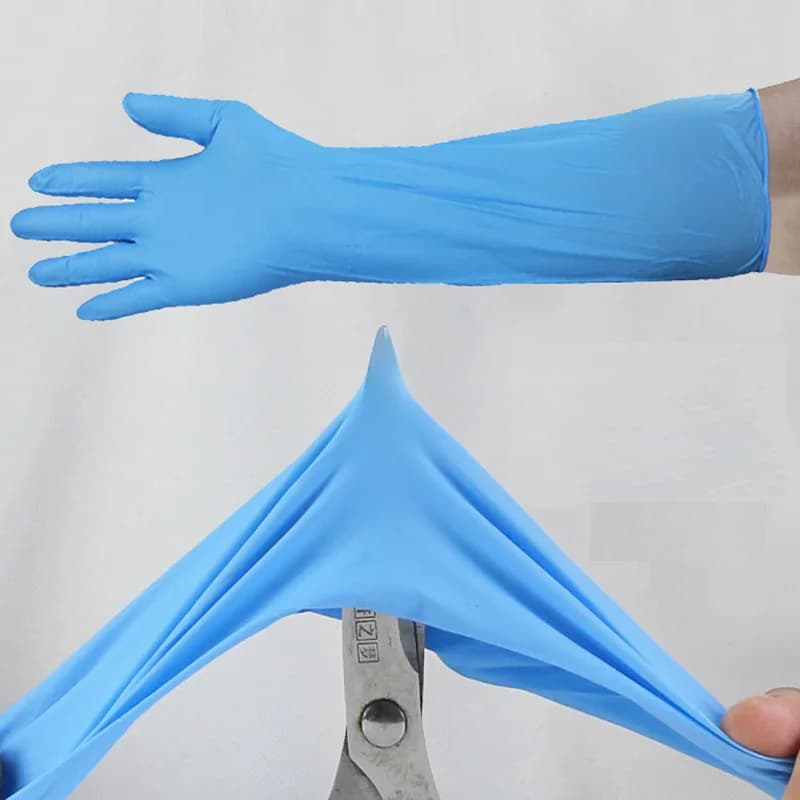 Guanti in nitrile monouso puliti in gomma lunga flessibile impermeabile per lavastoviglie resistenti agli acidi e agli alcali da cucina