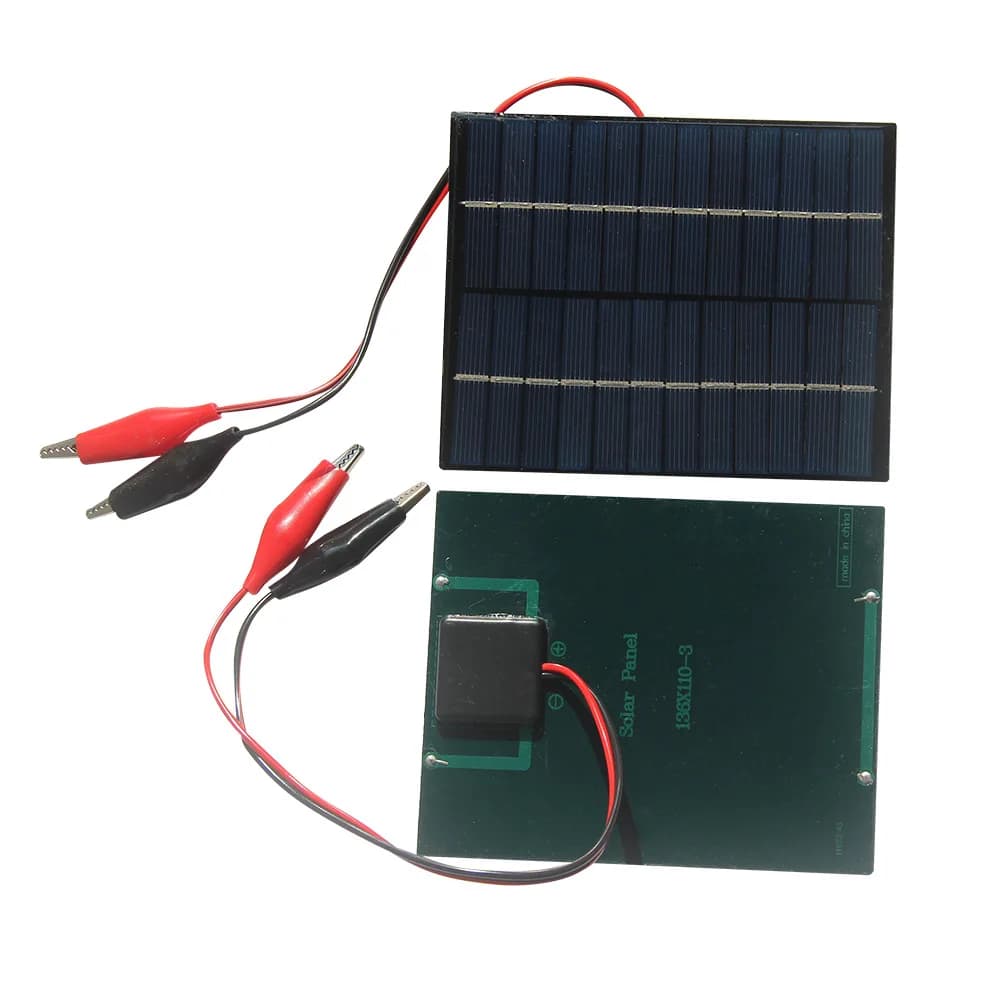 Pannello solare policristallino 2W 12V + clip a coccodrillo Caricatore solare fai-da-te incapsulato epossidico per progetti elettronici per auto 110 * 136MM