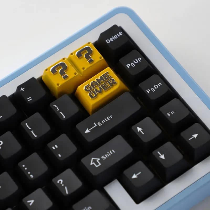 Keycap in metallo con doppio segno di interrogazione, in lega di zinco, per tastiere meccaniche e da gaming PC, regali da collezione, keycap personalizzati