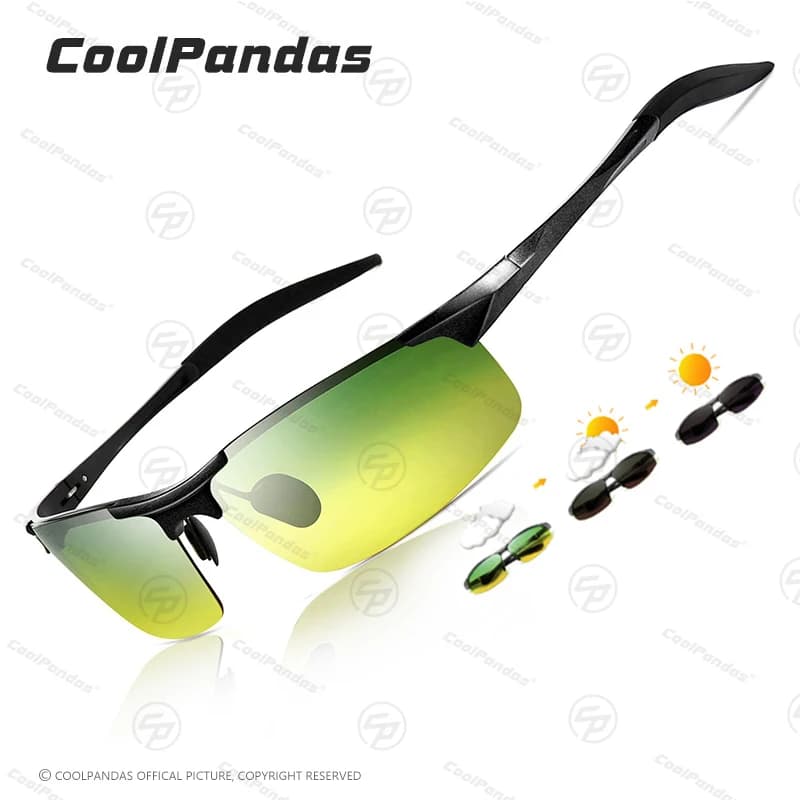 CoolPandas Occhiali da sole Uomo Fotocromatici Polarizzati Guida Antiriflesso Occhiali Camaleonte Senza montatura Visione notturna Occhiali sportivi all'aria aperta