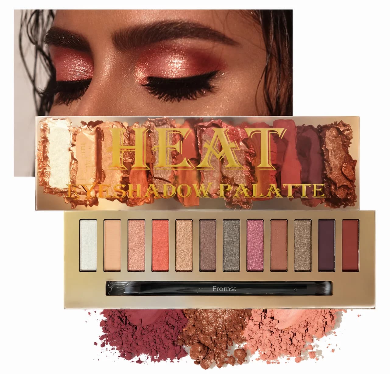 Palettes of shades of 12 colors - Tones of black grey and brown clay Coffee and chocolate Natural style Versatile makeup look