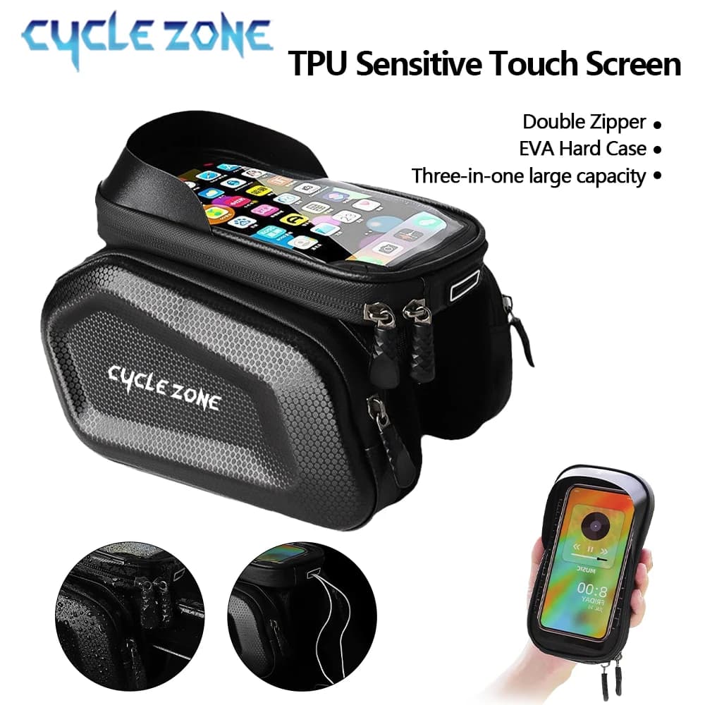 Borsa per telefono da bicicletta Borse per telaio per tubo anteriore superiore per bici Borsa anteriore per ciclismo Touch Screen Borse per telefono per mountain bike da strada MTB Accessori