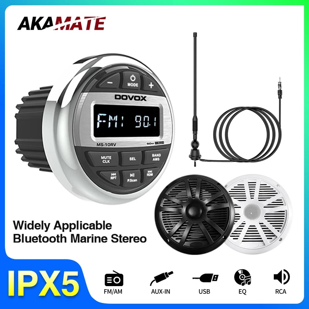Sistema radio per barche Lettore multimediale Radio marina/altoparlante/antenna FM AM Radio audio MP3 Bluetooth impermeabile per camper ATV UTV SPA RZR