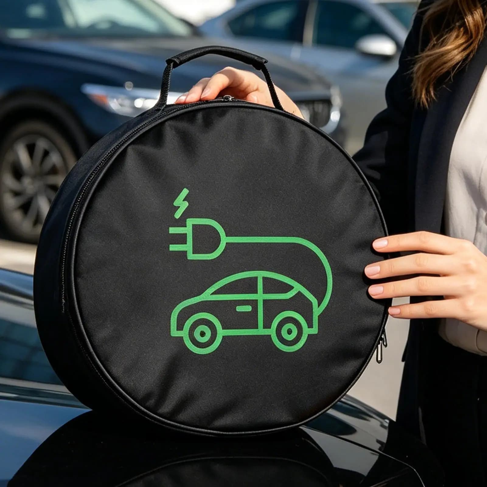 EV Charging Cable Storage Bag Electric Car Charger Box Charging Organizer Jumper Cable Bag Waterproof Fire Retardant Organizer