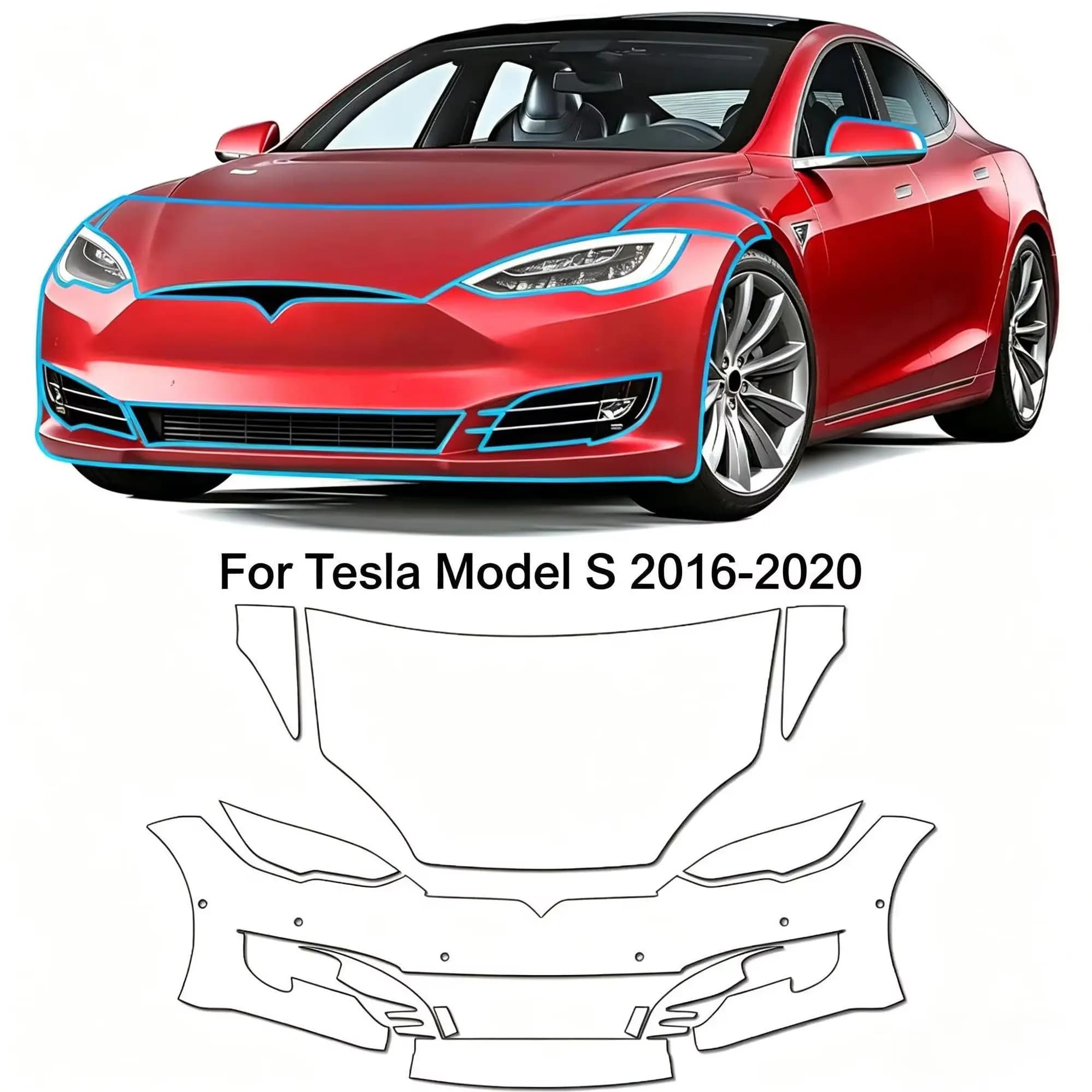8.5Mil TPU Bumper Paint Protection Film For Tesla Model S 2016-2020 Pre-cut PPF Kit Clear Bra Car Body Anti-Scratch Resistant