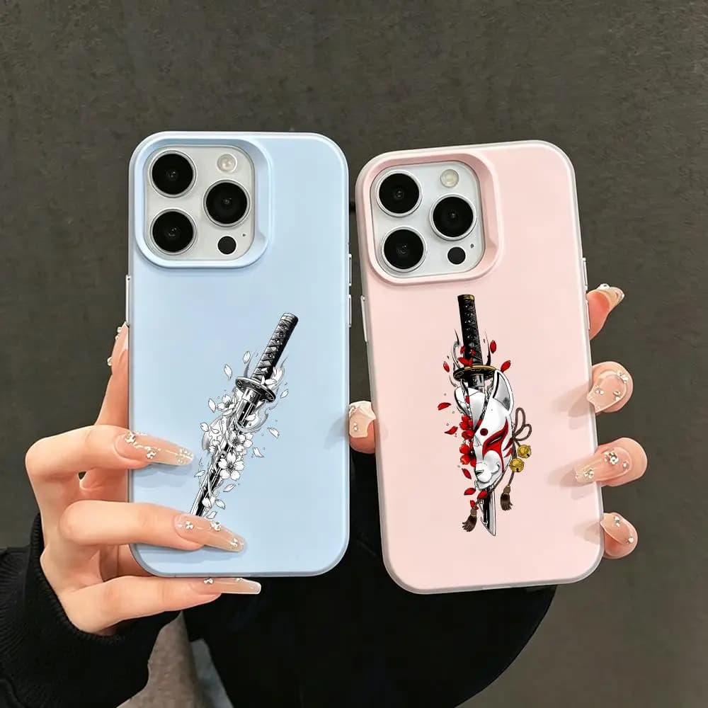 Custodia per telefono 1P-Samurai Sword effetto gelatina, custodia a doppio strato 2 in 1 con design dopamine, compatibile con iPhone 17/16/15/14/13/12