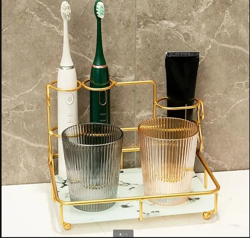 Kit for washing glass in Nordic style Electric toothbrush holder Couple set of cups for mouthwashing Set of accessories for the bathroom Bathroom shelf