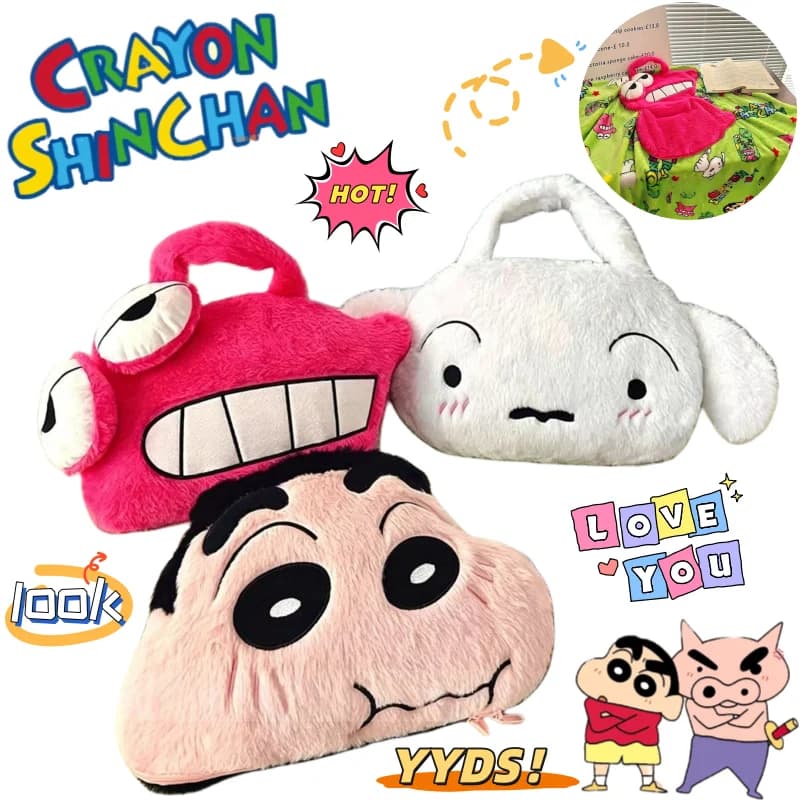 Crayon Shin-chan Nohara Shinnosuke Shiro Cartoon Creative Storage Blanket Two-dimensional Anime Peripheral 2-in-1 Blanket Pillow