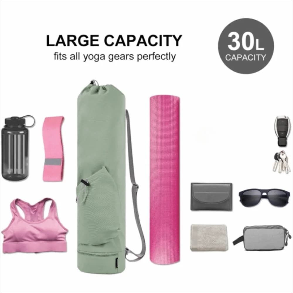Fashion Large Capacity Yoga Mat Bag Waterproof Drawstring Breathable Sports Bag Black Convenience Exercise Storage Bag Fitness