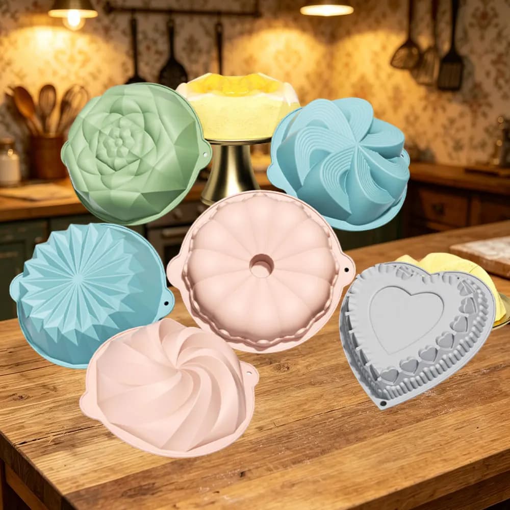 Stampo in silicone 3D a forma di fiore (confezione da 1/6) per dolci, stampo rotondo per caramelle, stampo per torte, cioccolato, decorazioni in zucchero, stampo per ghiaccio e pasticceria, strumento per la cottura.