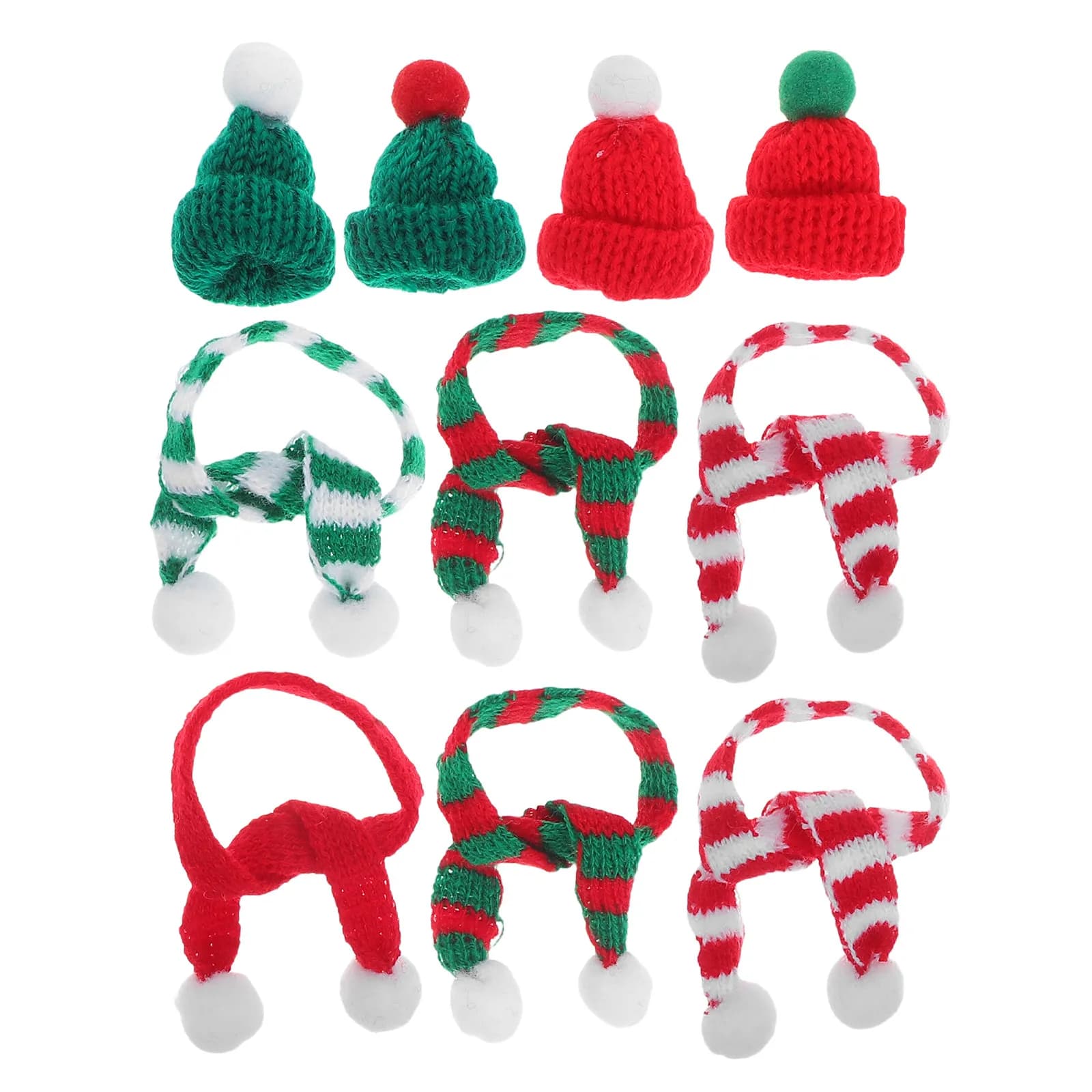 32Pcs Mini Christmas Hats Soft Knitted Yarn Tiny Hat Scarf Bottle Decoration Xmas Party Ornaments Holiday Supplies
