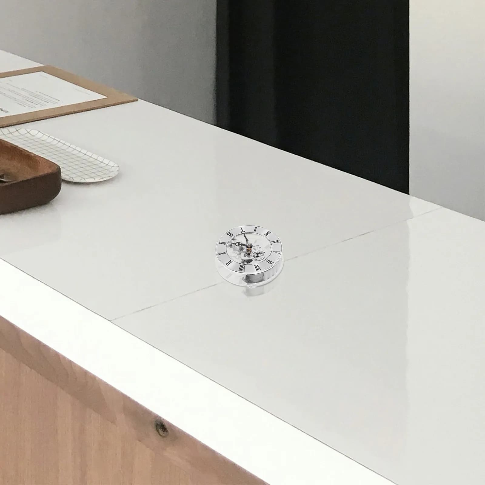 Inserto per Orologio Trasparente 86mm con Incastonatura in Metallo, Movimento al Quarzo Rotondo, Riparazione Orologio da Parete Fai-da-Te, Numeri Romani, Meccanismo a Pendolo