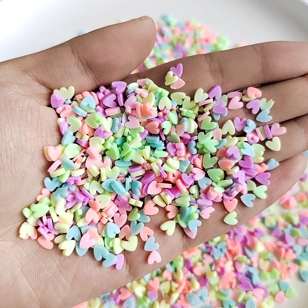 Spruzza di argilla polimerica a fetta di cuore luminoso per l'artigianato, creazione di album fai da te, telefono, nail art, materiale di riempimento di fango di cristallo
