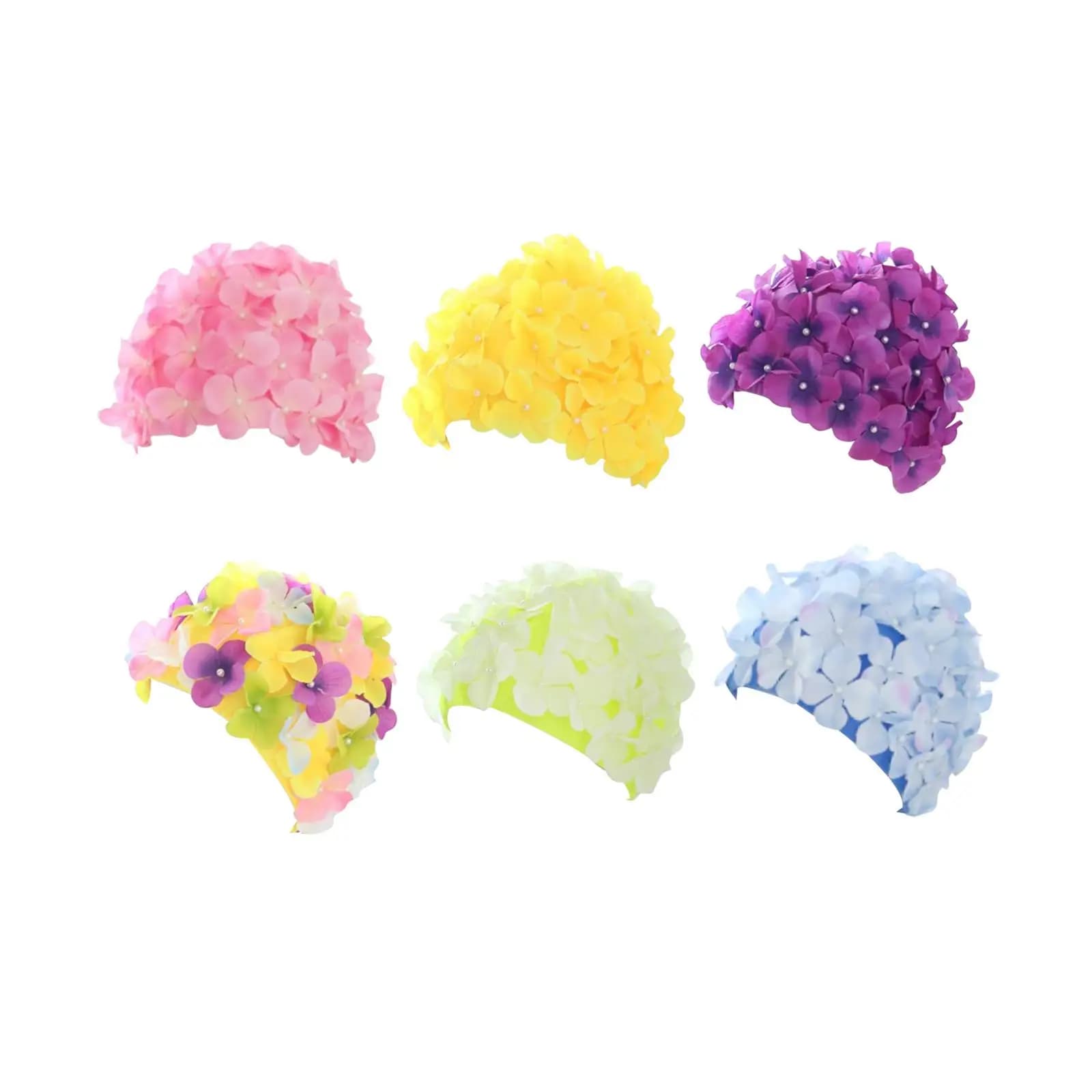 Floral Swimming Head for Gift, Fit to All Swimming Levels, Long Hair and Courts