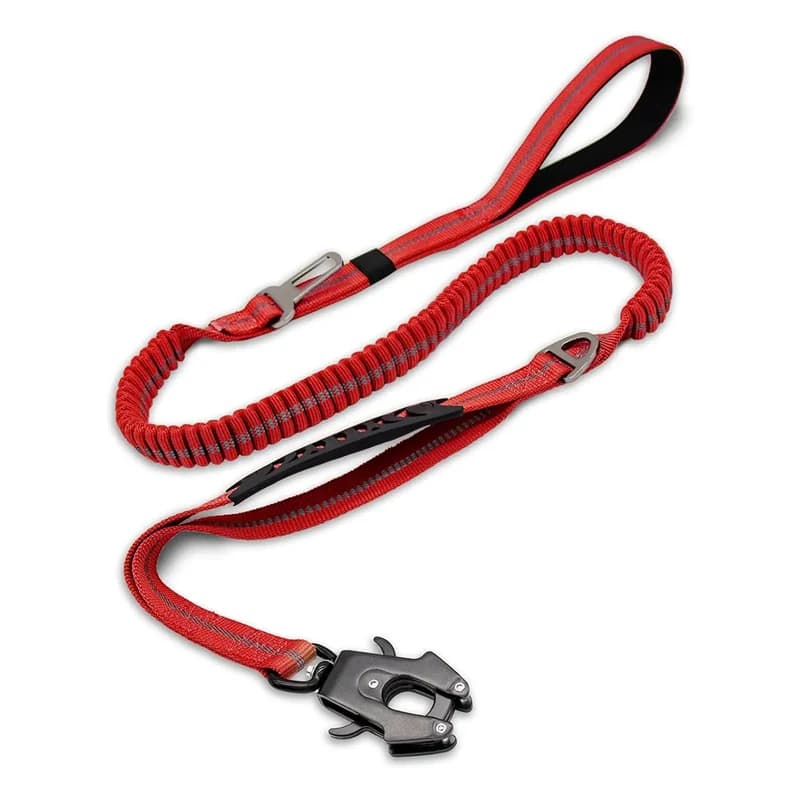 Guinzaglio Tattico per Cani Resistente, 4-6 Piedi con Ammortizzatore e 2 Maniglie Imbottite, Moschettone in Metallo, Cintura di Sicurezza per Auto