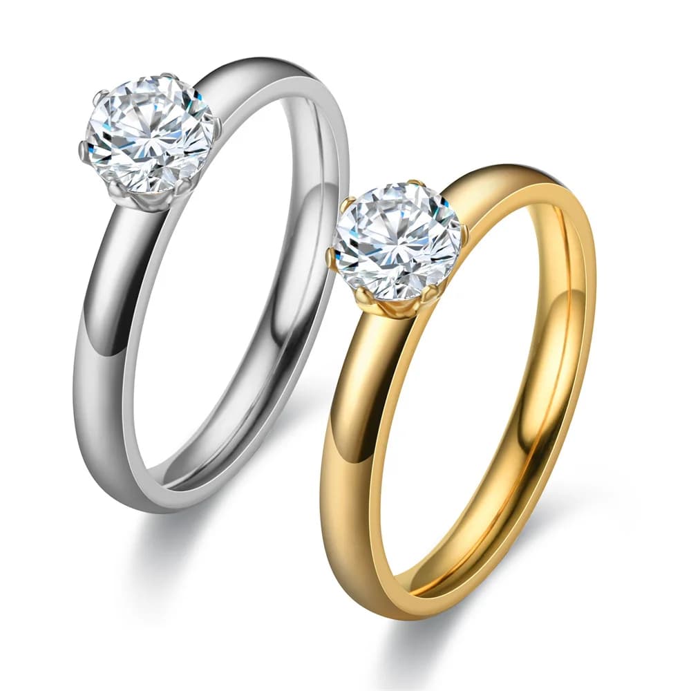 Nuovo squisito anello classico di lusso in acciaio inossidabile con zirconi per uomo donna gioielli unisex di fidanzamento di nozze