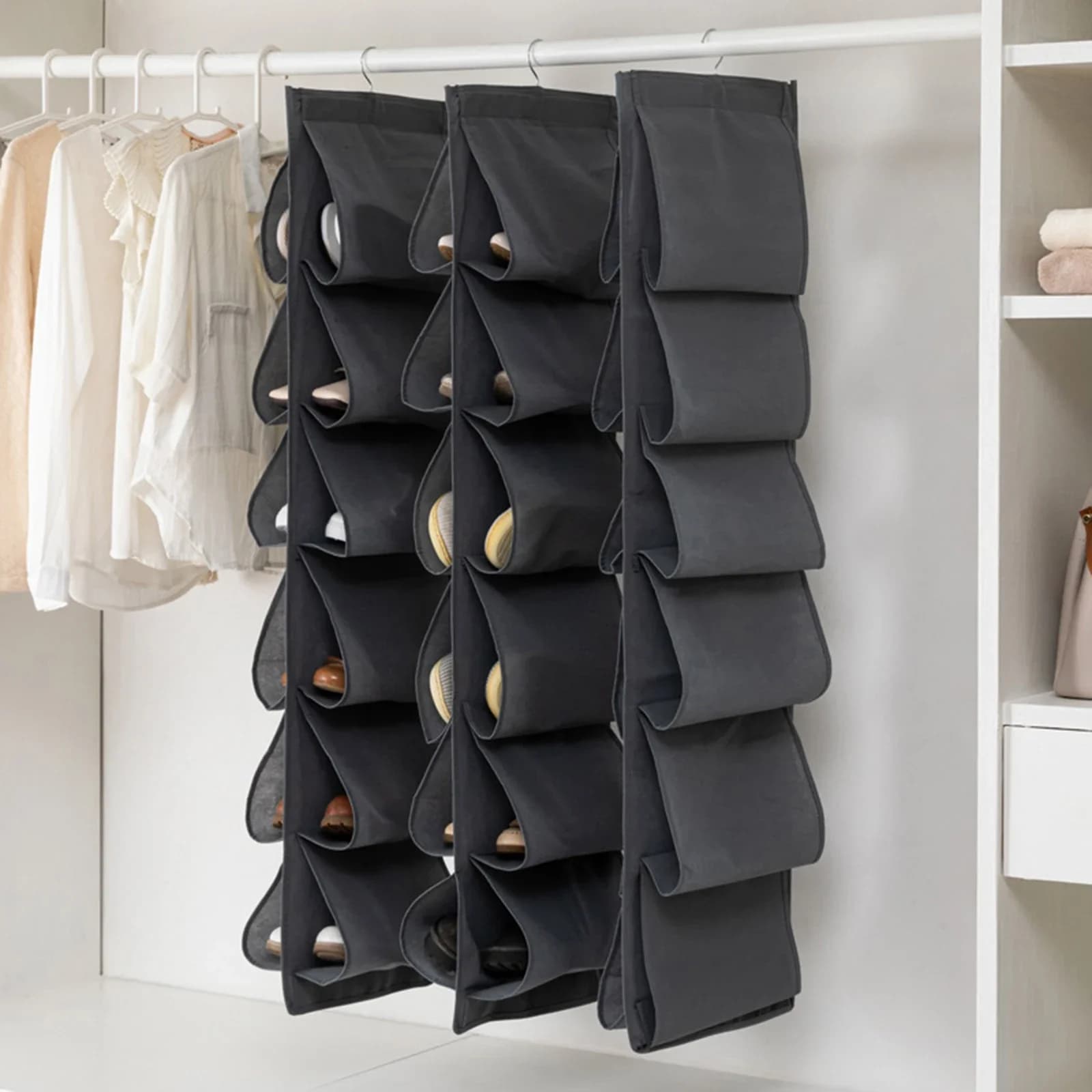 6 Layer Suspended Storage Bag Shoe Door Shoe Holder Clothes Organizer Foldable Pocket Organizer Space Saving