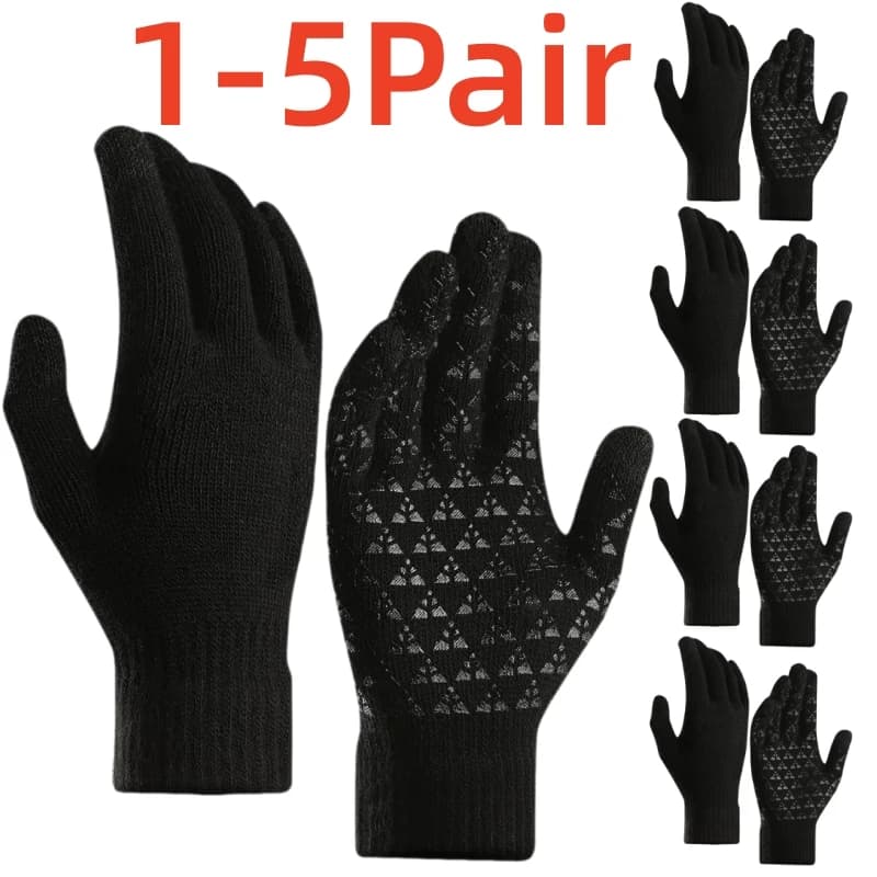 1-5 pairs of racing gloves for outdoor sports winter touch screen hot fitness gym full finger gloves for men women magic knitted gloves