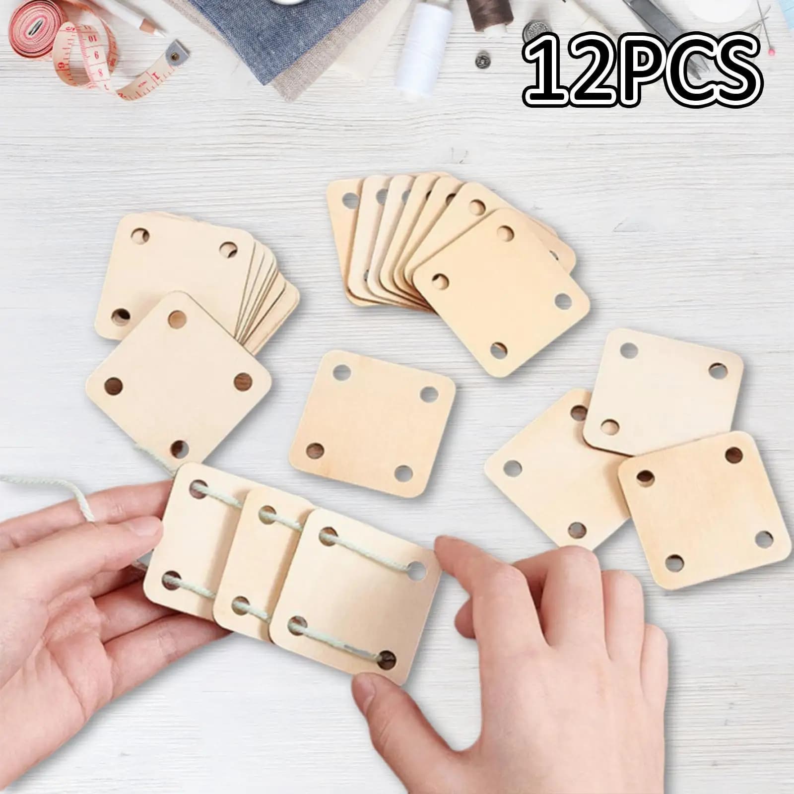 Wooden Weaving Cards 2x2 inch Blank Knitting Loom Accessories Wooden Loom Cards Set for Gift Tapestry Scarf Hats Handicrafts