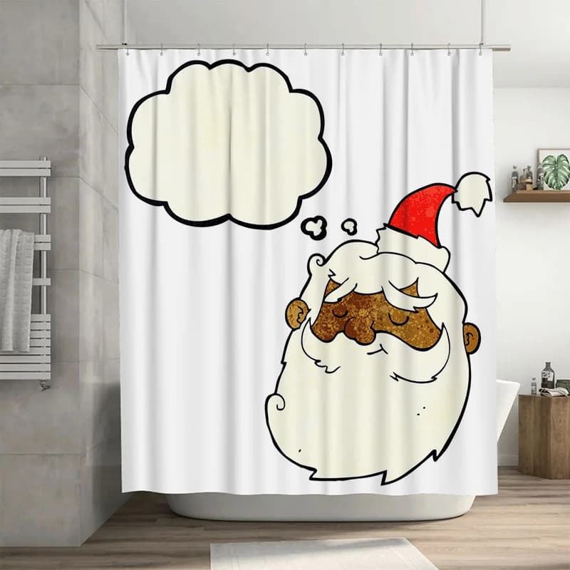 TU Simpatico Babbo Natale Tenda da doccia Decorazioni per il bagno di Natale Fodera in tessuto impermeabile per le vacanze festive per la casa