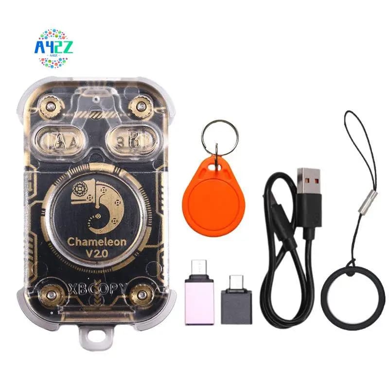 A42Z-Chameleon V2.0 RFID Lettore di chip intelligente Emulatore Duplicatore NFC 125Khz 13,56Mhz Decodifica scheda Chameleon Ultra + Portachiavi CUID