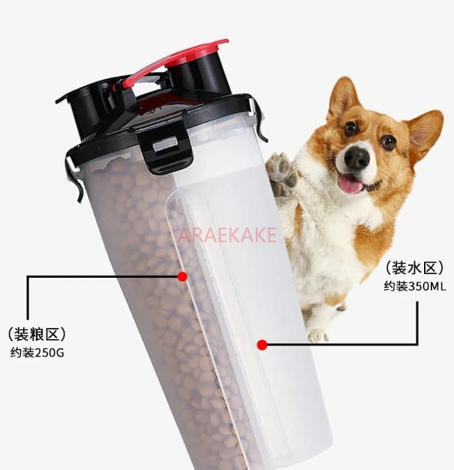 1 dispenser d'acqua per cani e gatti, tazza portatile per acqua e cibo a doppio uso, ciotola pieghevole per animali domestici da compagnia all'aperto, bollitore