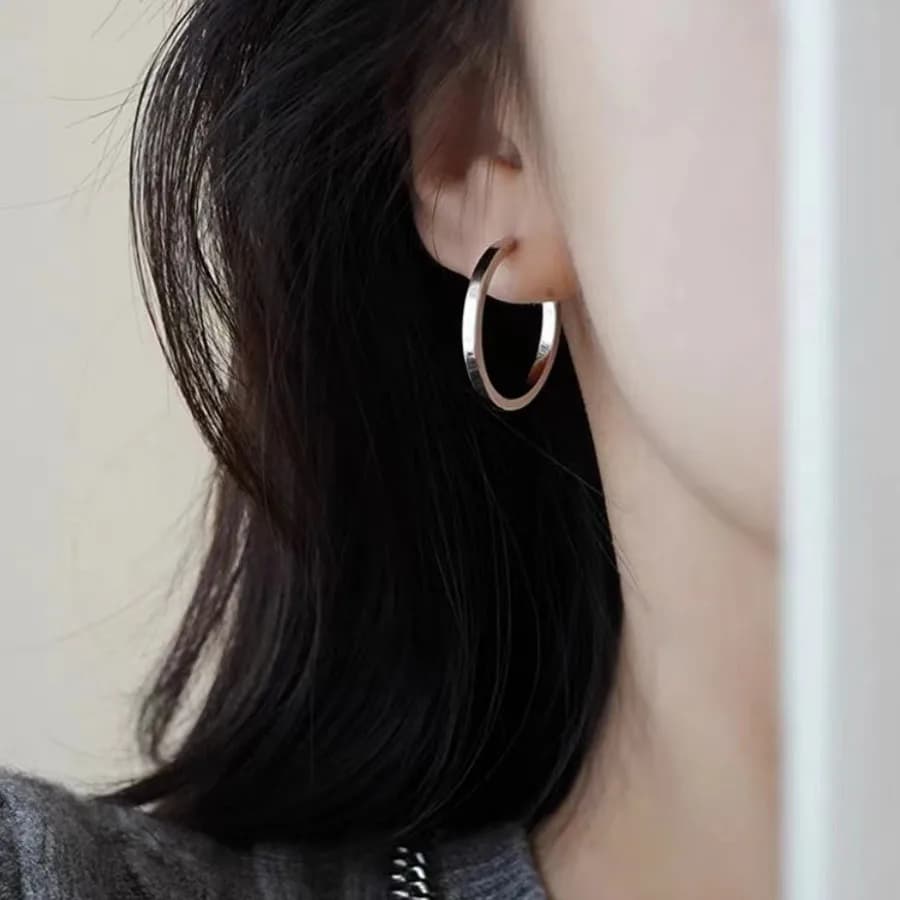 S925 Sterling Silver Post French Plain Hoop Earrings, 2023 New Trendy Minimalist Unique Huggie Ear Buckles Women Jewelry