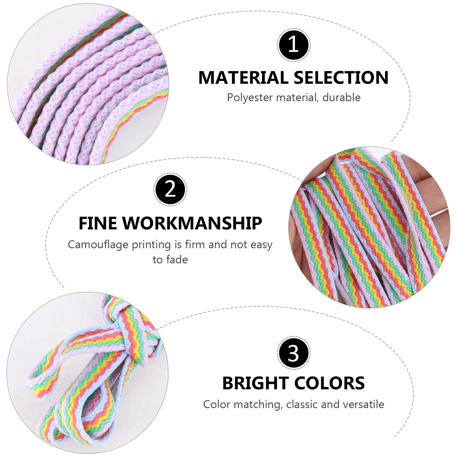 1 Paio di Lacci Piatti 3D Arcobaleno a Strisce per Sneakers Casual e Scarponi da Trekking, Lacci Piatti Resistenti dai Colori Vivaci