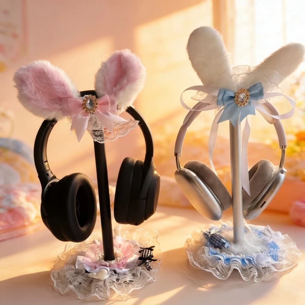 Supporto per Cuffie a Forma di Orecchie di Coniglio, Decorazione Personalizzata per Airpods Max, Espositore per Auricolari Sony