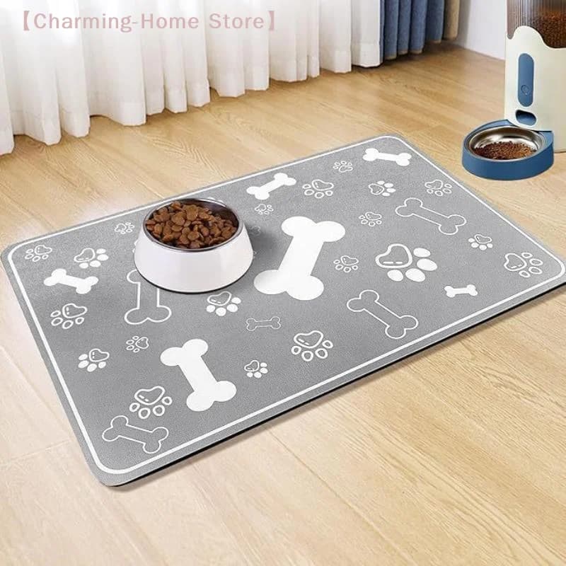 【M】Diatomaceous Mud Absorbent Pet Placemat, Quick-Dry & Non-Slip Rubber Backing Mat for Food & Water Bowls