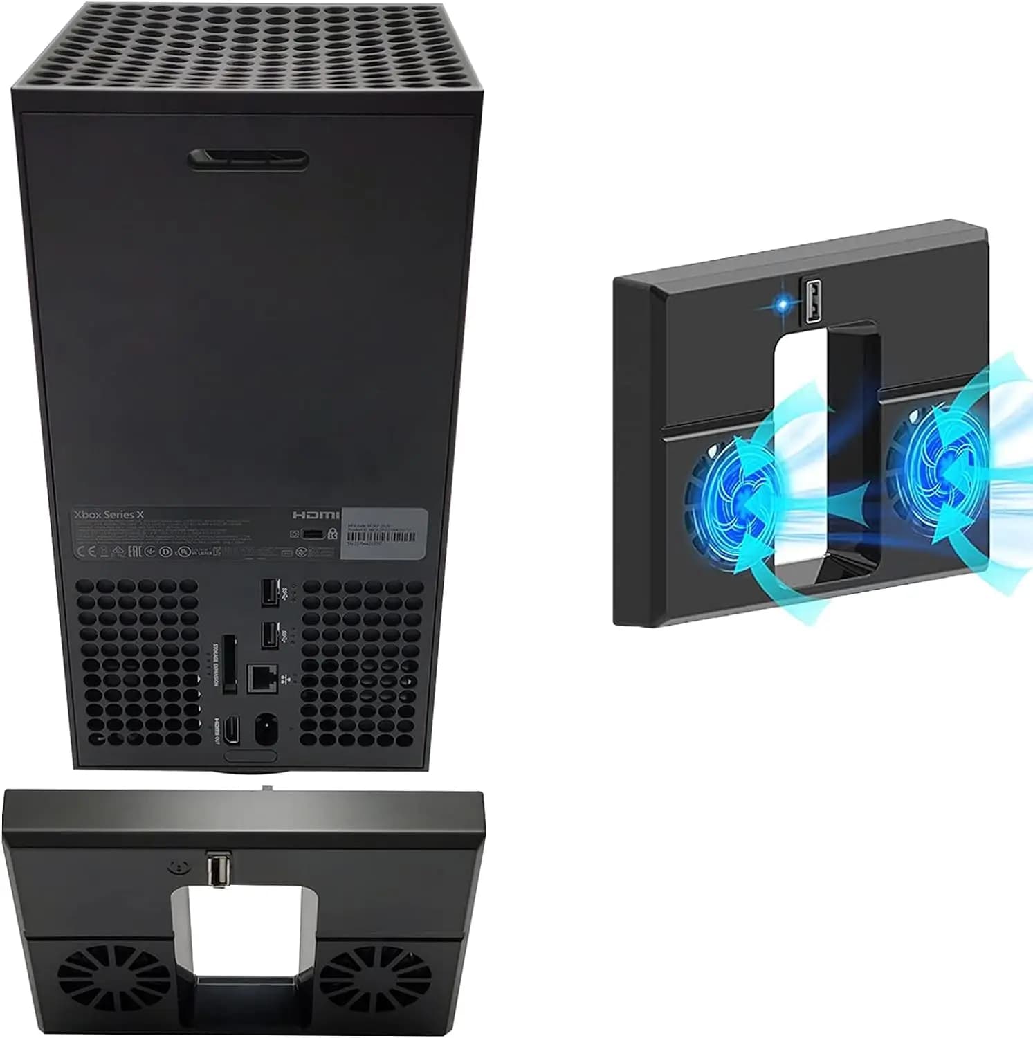 Ventola di raffreddamento verticale per Xbox Series X, supporto di raffreddamento alimentato tramite USB accessori del sistema di raffreddamento con doppie ventole e USB esterno Por