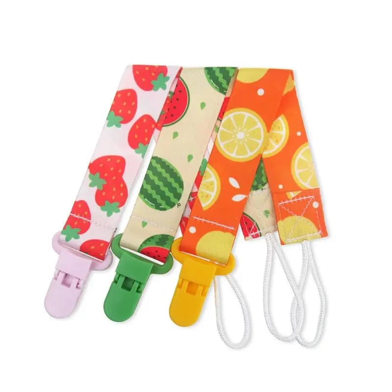 Portaciuccio 4 stili Massaggiagengive Baby Binkies Clip Cinghia per dentizione Frutta Uccelli per auto Animali Stampa